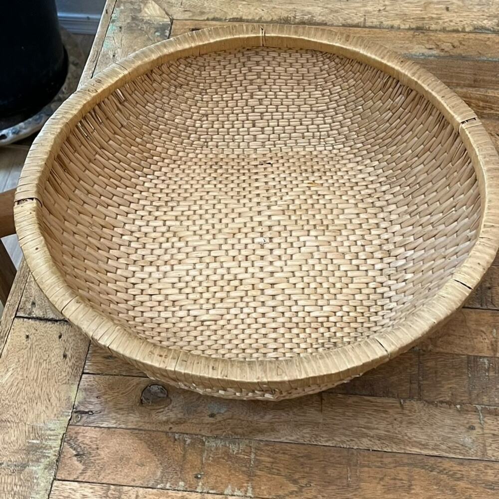 Large Asian Winnowing Hand Woven Basket or Fruit Basket 16"